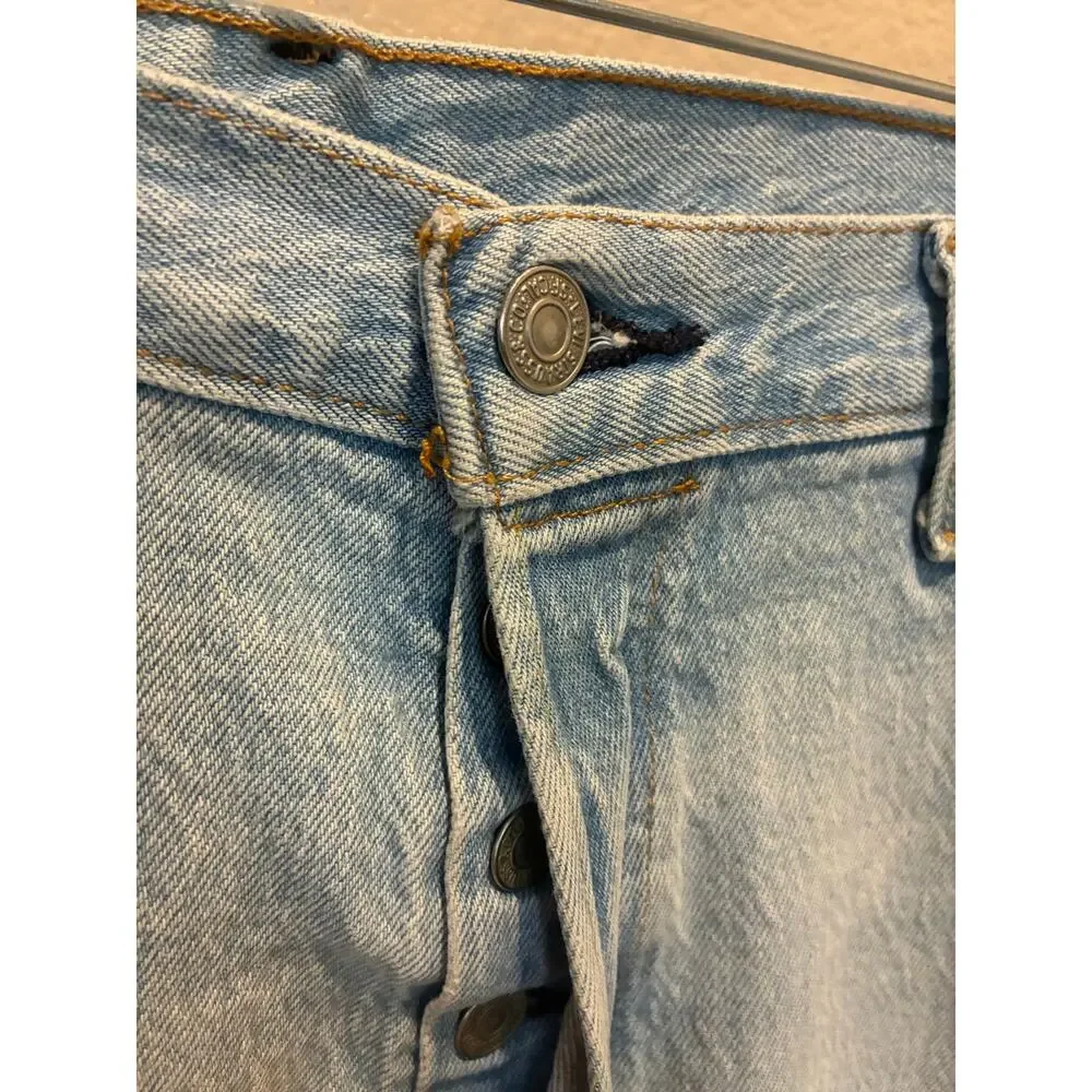 LEVI'S Men's 501 Button Fly Regular Fit Straight Leg Blue Jeans 34x29 Distressed
